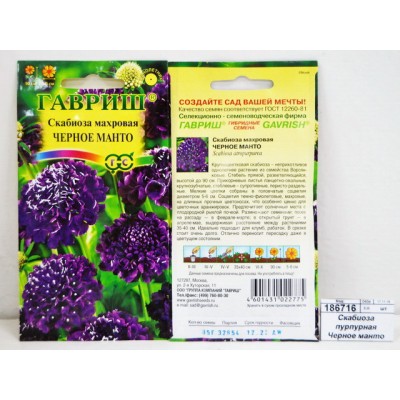 Скабиоза пурпурная Черное манто мах 0,2г *10 ГШ Скабиоза пурпурная Черное манто мах 0,2г *10 ГШ