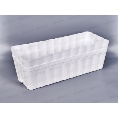 Ящик для цветов  &quotИзюминка&quot 12л с поддоном  (прямоугольный ) белый М3356 *14