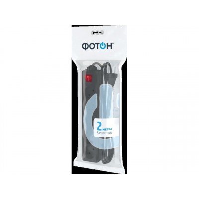 Удлинитель ФОТОН 10-25S (1*5) 2м 10А с выключателем, черный *40 Удлинитель ФОТОН 10-25S (1*5) 2м 10А с выключателем, черный *40