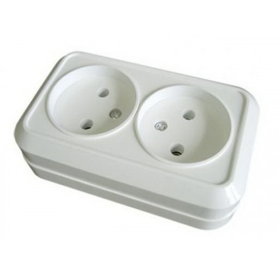 Розетка TDM двойная открытой установки, IP20 10А белый "Ладога", 0017 *10/200 Розетка TDM двойная открытой установки, IP20 10А белый "Ладога", 0017 *10/200