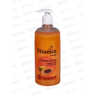 Vitamin Famili жидкое мыло 5 фруктов Увлажняющее 650мл *12 Vitamin Famili жидкое мыло 5 фруктов Увлажняющее 650мл *12