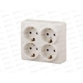 Розетка Эра открытой установки ,4*2P+Е Schuko со шторками,16А-250В слоновая кость, 11-2211-02 *8 Розетка Эра открытой установки ,4*2P+Е Schuko со шторками,16А-250В слоновая кость, 11-2211-02 *8