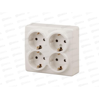 Розетка Эра открытой установки ,4*2P+Е Schuko со шторками,16А-250В слоновая кость, 11-2211-02 *8 Розетка Эра открытой установки ,4*2P+Е Schuko со шторками,16А-250В слоновая кость, 11-2211-02 *8