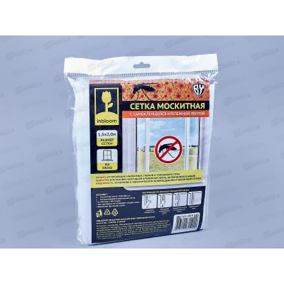 Сетка москитная для окон с крепежной лентой 1,5*2м в пакете 165-004 г*8