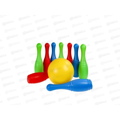 Кегли 9 штук + 1 большой мяч (сетка) И-1631 *12