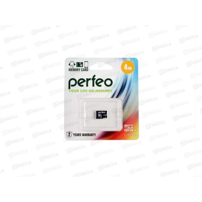 Карта памяти PERFEO microSD   4Gb (class10) без адаптера