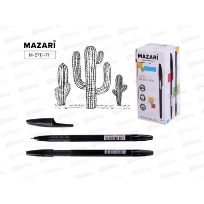 Ручка мас. MAZARI Ultra черная, игла, цв.корп., M-5711-71 *50