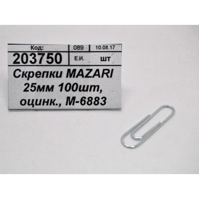 Скрепки MAZARI 25мм 100шт, оцинк., М-6883 *10/120