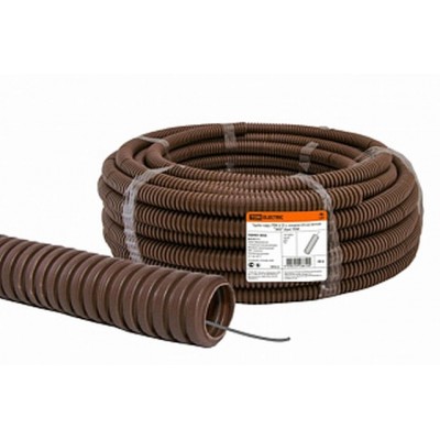 Труба гофрированная ПВХ d25 с зондом (25м) легкая, Бук, 0043 TDM *25