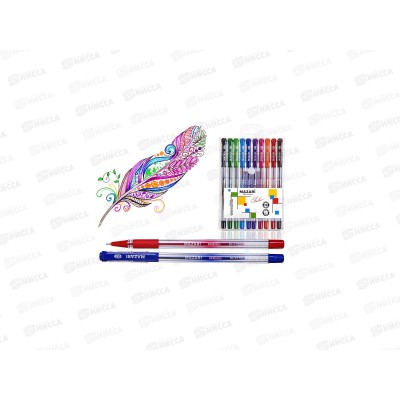 Ручки масляные MAZARI Sailor 10цветов, игла 0.7, прозрачный корпус, M-5700-10 *10/60 Ручки масляные MAZARI Sailor 10цветов, игла 0.7, прозрачный корпус, M-5700-10 *10/60
