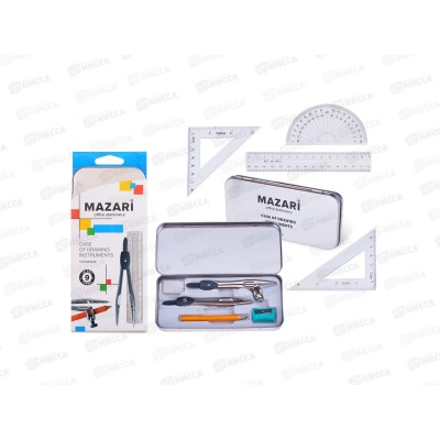 Готовальня MAZARI 9предметов, M-4501 *12/144 Готовальня MAZARI 9предметов, M-4501 *12/144