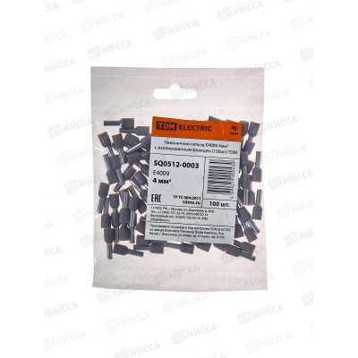 Наконечник-гильза TDM E4009 4кв.мм 100шт изолирующий, 0003 *20/480 Наконечник-гильза TDM E4009 4кв.мм 100шт изолирующий, 0003 *20/480