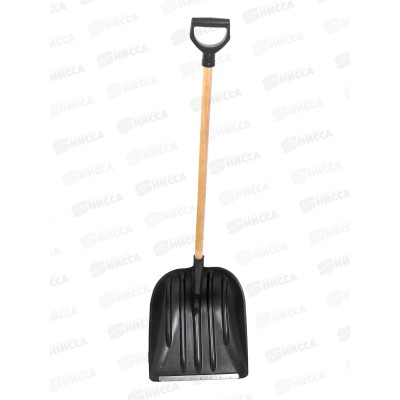 Лопата снеговая 400*500мм пластмассовая с оцинкованной планкой с черенком V-ручка ЛСУП-400 (Сузун)