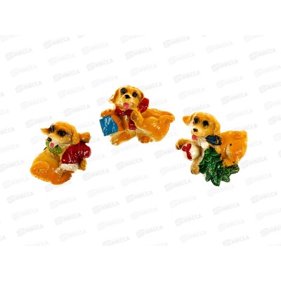 Магнит СОБАКА С ШАРФОМ И ПОДАРКОМ 3см 17208 (046787) *1/48 Ж