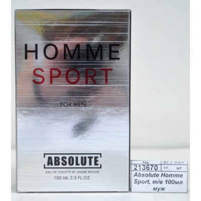 Absolute Homme Sport, туалетная вода 100мл мужская Absolute Homme Sport, туалетная вода 100мл мужская