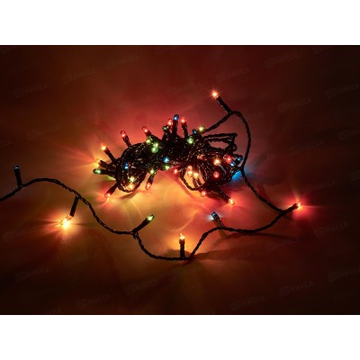 Гирлянда электрическая, новогодняя 3,5 м., 60 ламп, черный провод, разноцв., 220В, 50Гц, AL-3726-1 *100