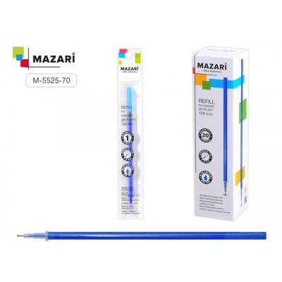 Стержни гелевые пиши-стирай MAZARI 128мм,син, 0.5мм, 5525-70- *20/240/960