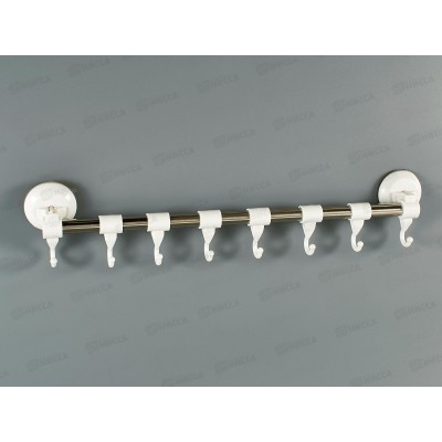 Крючки для полотенец 8067 8шт на планке на присососке  (044438)  Ж