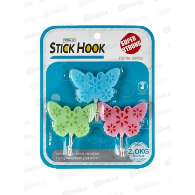 Крючки для полотенец 9054 3шт на липе бабочка (037157) Ж Крючки для полотенец 9054 3шт на липе бабочка (037157) Ж