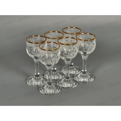 Набор рюмок 6шт 60мл 1713-ГЗ для вина Акация гравированная отводка золотом *4