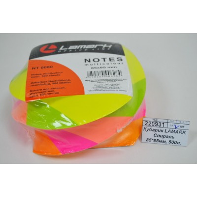 Кубарик LAMARK Спираль 85*85мм, 500л, 5 цветов,неон NT0080 *16