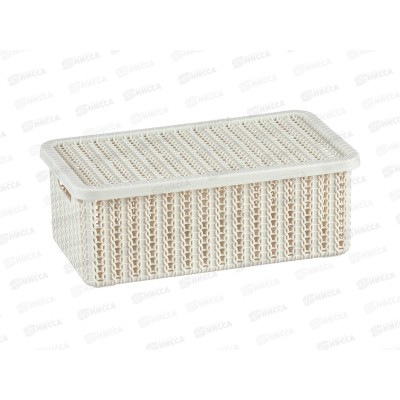 Коробка 3л ВЯЗАНИЕ с крышкой белый ротанг М2369 *12 Коробка 3л ВЯЗАНИЕ с крышкой белый ротанг М2369 *12