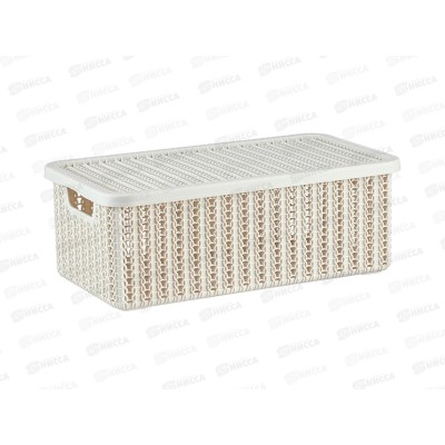 Коробка 6л ВЯЗАНИЕ с крышкой белый ротанг М2370 *6 Коробка 6л ВЯЗАНИЕ с крышкой белый ротанг М2370 *6