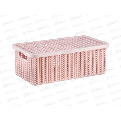 Коробка 6л ВЯЗАНИЕ с крышкой чайная роза М2370 *6 Коробка 6л ВЯЗАНИЕ с крышкой чайная роза М2370 *6