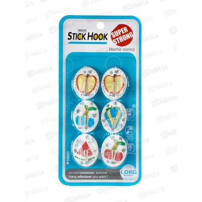 Крючки для полотенец 1246 6шт на липе (048175)  Ж