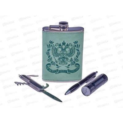 Набор подарочный 4в1 TZ-10 (фляжка,нож,ручка,фонарик) (048369)  Ж