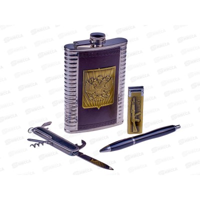 Набор подарочный 4в1 TZ-11 (фляжка,стопка,заж,брелок) (048370)  Ж