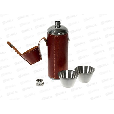 Фляжка 9oz 270мл +2стопки нерж+кожзам (048348)  Ж