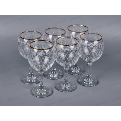 Набор фужеров 250мл 6шт 1711-ГЗ Винтаж гравировка отвод золотом *2