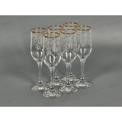 Набор бокалов 6шт 200мл 1712-ГЗ2   Акация гравированная, отвод  золотом  *3