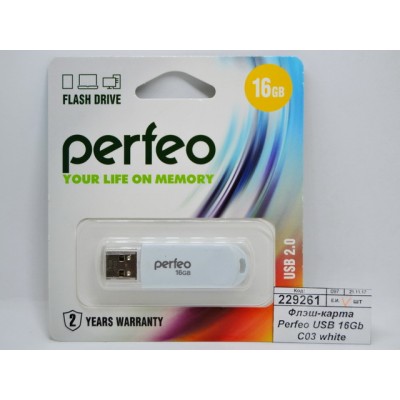 Флэш-карта Perfeo USB 16Gb C03 white Флэш-карта Perfeo USB 16Gb C03 white