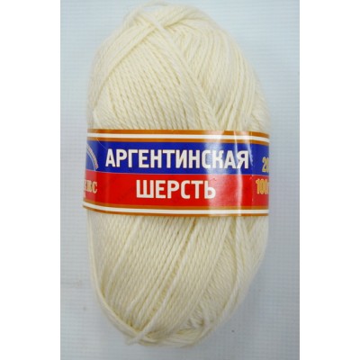 Пряжа Аргентинская шерсть белый импортная шерсть100% 100гр 200м 205 *10