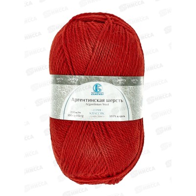 Пряжа Аргентинская шерсть красный импорная шерсть100% 100гр 200м 046 *10 Пряжа Аргентинская шерсть красный импорная шерсть100% 100гр 200м 046 *10