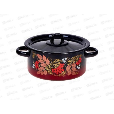 Кастрюля 2,0л цилиндрическая декорированная красно-черная с петлей С1610.8 *8 Кастрюля 2,0л цилиндрическая декорированная красно-черная с петлей С1610.8 *8