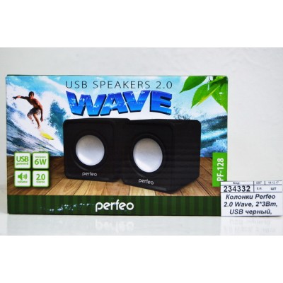 Колонки Perfeo 2.0 Wave, 2*3Вт, USB черный, PF-128-B
