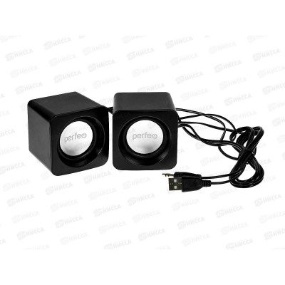 Колонки Perfeo 2.0 Wave, 2*3Вт, USB черный, PF-128-B