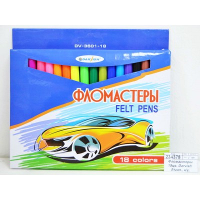 Фломастеры 18 цветов Darvish  для мальчиков , картонная упаковка, DV-3601-18*12/96 Фломастеры 18 цветов Darvish  для мальчиков , картонная упаковка, DV-3601-18*12/96