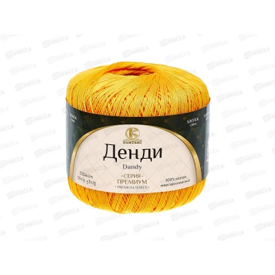 Пряжа Денди хлопок мерсеризованный 100% 50гр 330м желтый 104 *10 Пряжа Денди хлопок мерсеризованный 100% 50гр 330м желтый 104 *10
