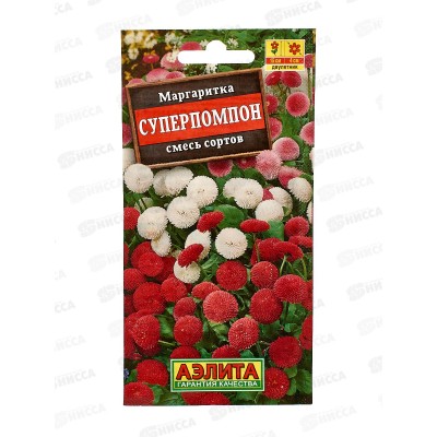 Маргаритка Суперпомпон, смесь окрасок *10 АЭЛИТА + Маргаритка Суперпомпон, смесь окрасок *10 АЭЛИТА +