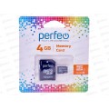 Карта памяти PERFEO microSD   4Gb (class10) с адаптером