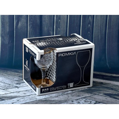 Набор рюмок 6шт 60мл 1713-ГЗ для вина Византия гравирированная золото *4