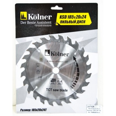 Пильный диск Kolner 185*20*24, до 7600оборотов/минуту, на блистере *5/50 Пильный диск Kolner 185*20*24, до 7600оборотов/минуту, на блистере *5/50