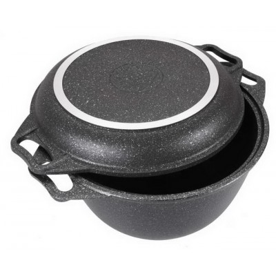 Казан с крышкой-сковородой 4,0л темный мрамор кмт44а *3 Казан с крышкой-сковородой 4,0л темный мрамор кмт44а *3