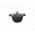 Кастрюля 1,0л со стеклянной крышкой антипригарное покрытие кмк12а(кофейный мрамор)  *1