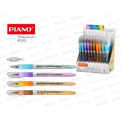 Ручка масляная PIANO цветной тонированный корпус, синяя, игла, PT-272 *12/50/1200