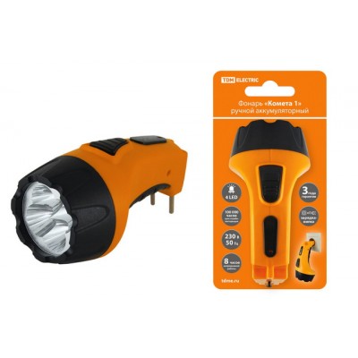 Фонарь TDM Комета-1 ручной аккум., 4LED, 0.5Ач вилка, 0039 *15